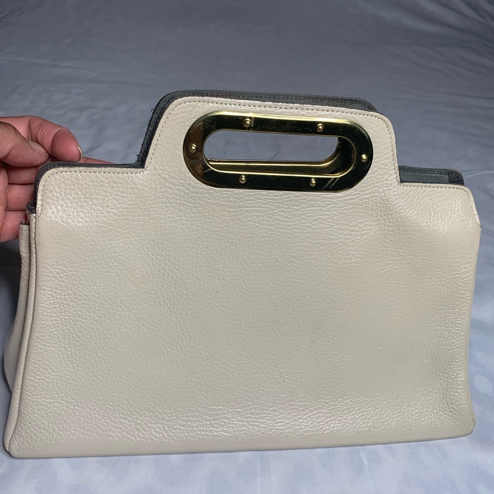 Margolin Ivory Leather Clutch Purse